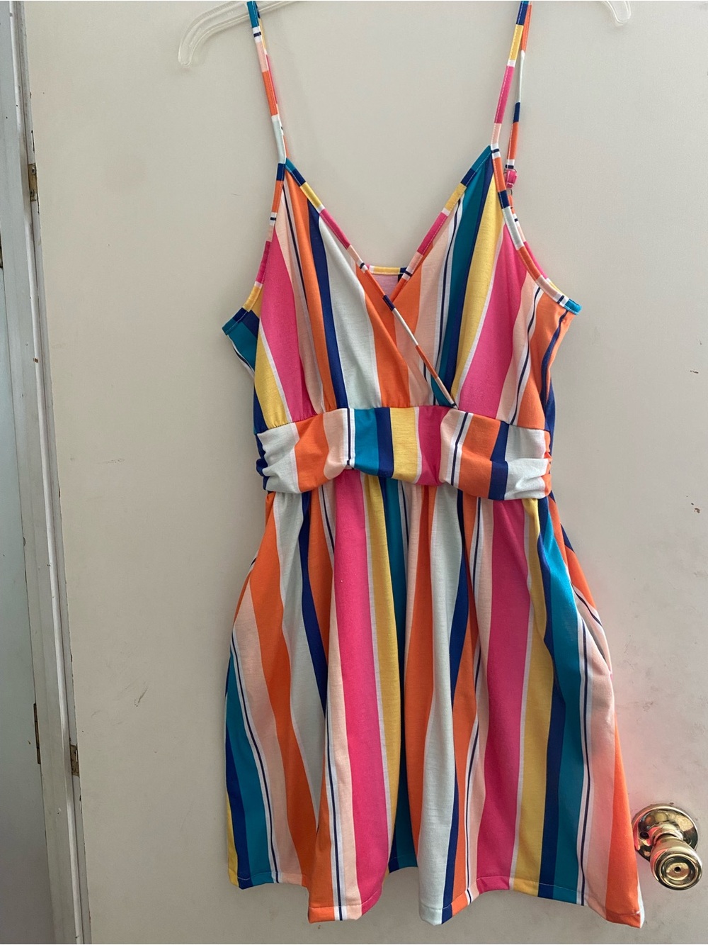 Striped Multicolor V-Neck Top - Size M